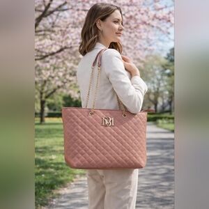 Badgley Mischka Large Tote - Quilted - Blush Pink - Faux Leather - NWT